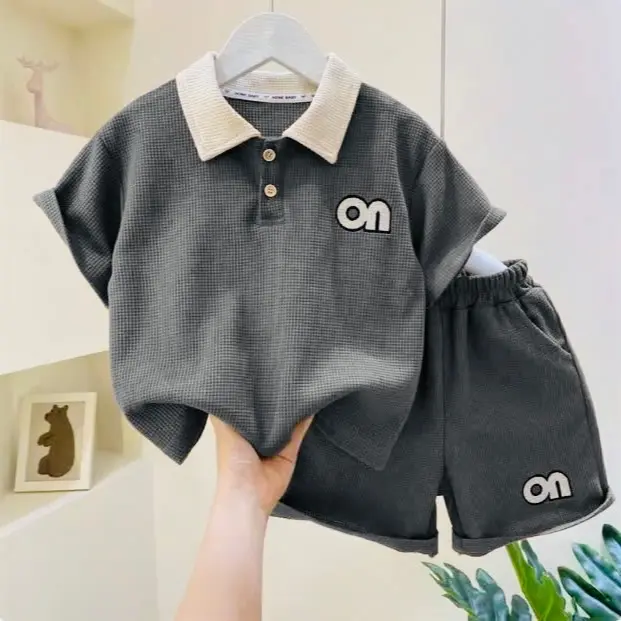 Bộ quần áo cổ bẻ mùa hè dành cho bé trai 17-46kg,chất cotton ,Sét đồ bộ cổ trụ dành cho bé trai mùa hè. 3