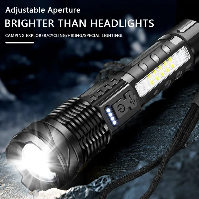 Đèn pin A76 siêu sáng chiếu xa 300m có Zoom xa gần, chống nước IPX4, pin trâu đèn pin A76 đèn pin thông minh đèn di động đèn pin  siêu sáng 3