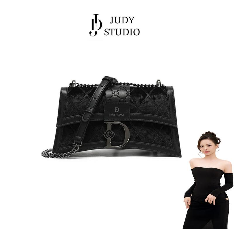 Túi Xách Nữ Sang Chảnh Túi Đeo Chéo & Túi Đeo Vai Kẹp Nách, Nắp gập Dáng đồng hồ cát Phối dây xích Khóa chữ D, Đi tiệc Đi chơi Đi làm, WQ-1633 Bag Nữ Lady Kem