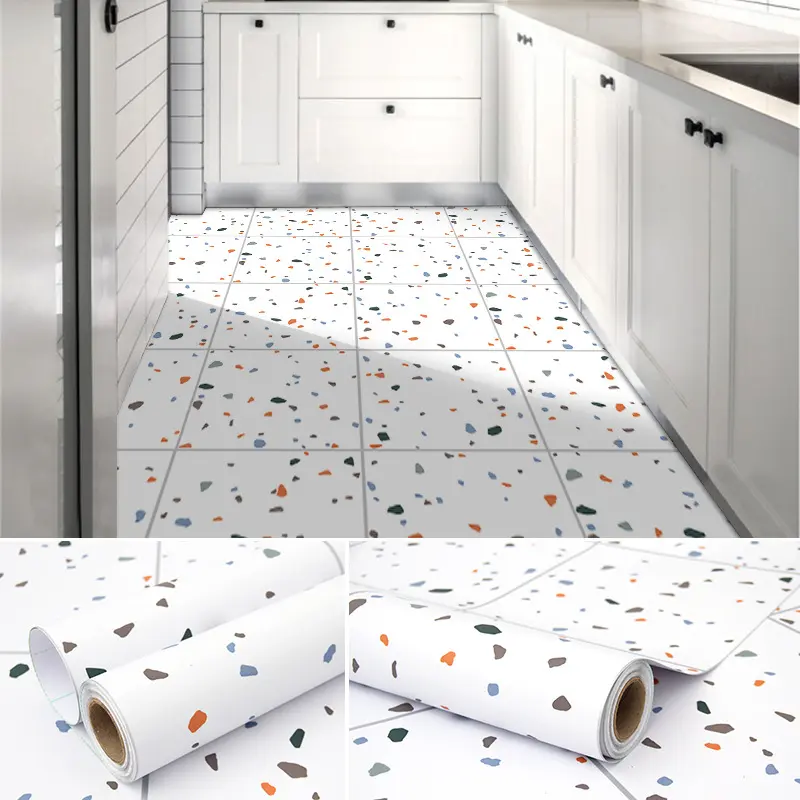 Self adhesive floor sticker bathroom waterproof stickers anti-slip floor tile kitchen floor stickers thickening wear resistant Decor Decorative Ornaments