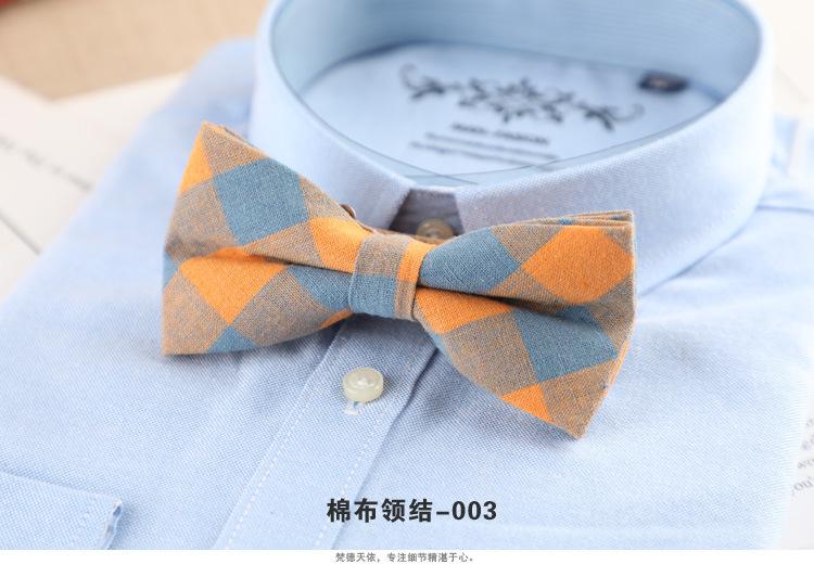 Product Introduction of 1PCS Men's Bow Tie Korean Version Fashion Casual Bow Cotton Trendy Plaid Striped Collar Bow Tie Manufacturer Wholesale Spot 6
