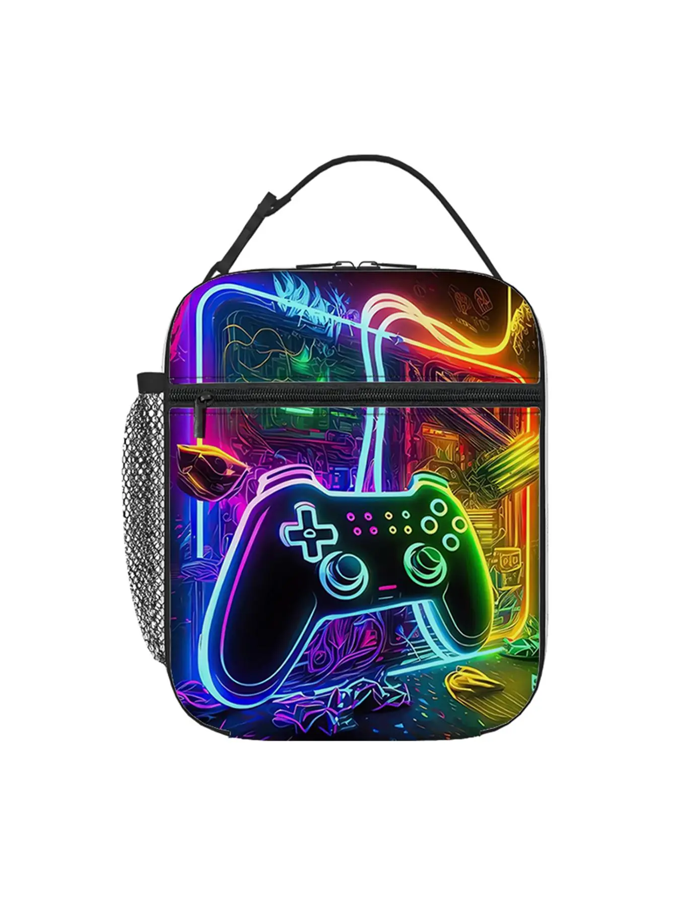 Game Controller Pattern Lunch Bag, Casual Lunch Bag for Men & Women, Lunch Box Storage Bag for Home Office School