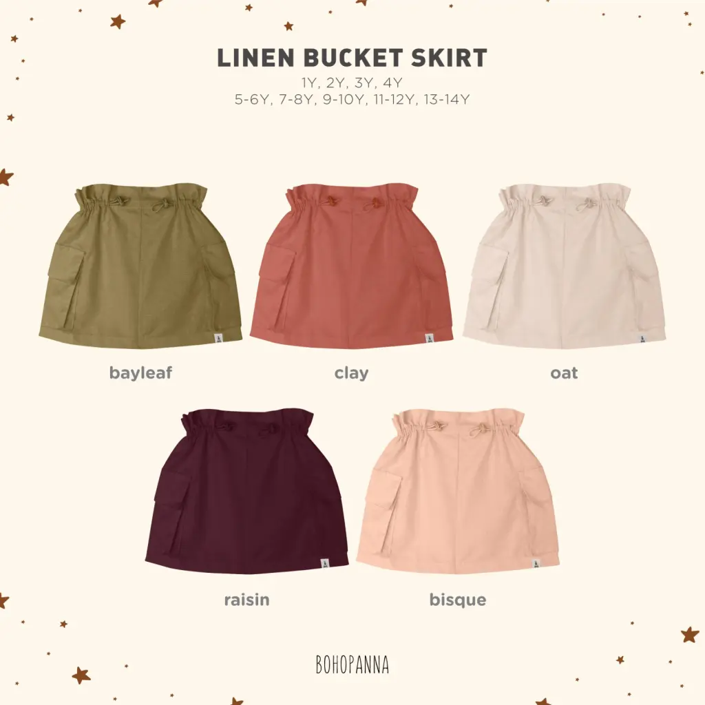 Bohopanna Linen Bucket Skirt 2.0 - Rok Pendek Anak Perempuan