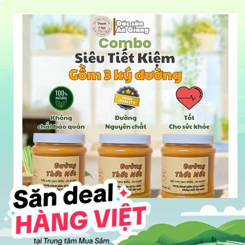 [ 3KG ĐƯỜNG CÓ QUÀ TẶNG ] GỒM 3 Ký Đường Thốt Nốt Thành 7 Núi Nguyên Chất – Đường Dẻo, Sệt, Hương Vị Truyền Thống,  Đặc Sản An Giang, Không Chất Bảo Quản, Ngọt Thanh Chuẩn Vị Ngày Xưa