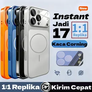 Casing Kaca Anti Pecah Series 17 Segera Jadi Magnetic Full Cover Lensa Case for iPhone 16 15 14 13 Pro Max to 17 pro max air pc hard case magnetic back cover