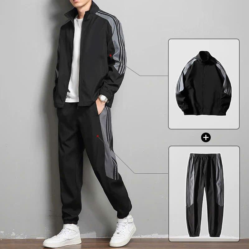  Bộ Quần Áo Gió Thể Thao Nam Dài Tay Ba Sọc Thu Đông Chống Nước Chống Bám Bẩn Năng Động Trẻ Trung Sport Đồng Bi 