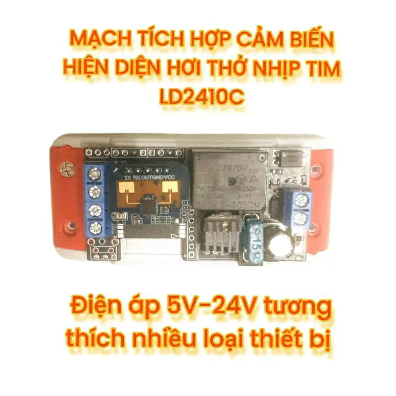 Module Cảm biến hiện diện hơi thở, nhịp tim, cảm biến ánh sáng LD2410 dãy điện áp rộng 5.5VDC-24VDC có app điều chỉnh đèn  cảm đèn  cảm smart home bảng điều