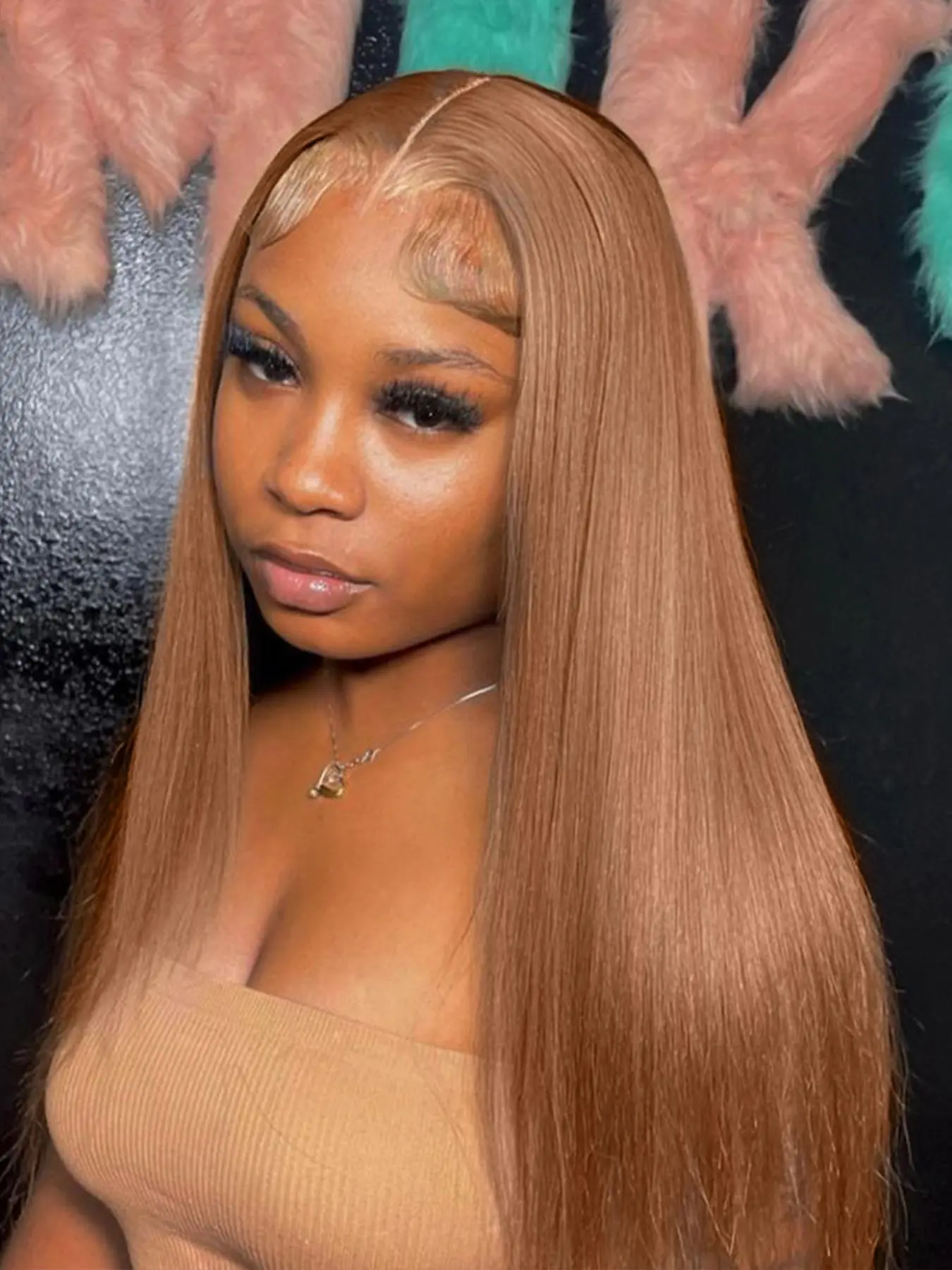 28 Inch Long Straight Wigs for Women, Gorgeous Fluffy Wigs without Bangs, Synthetic Lace Front Wigs for Party, Daily Use
