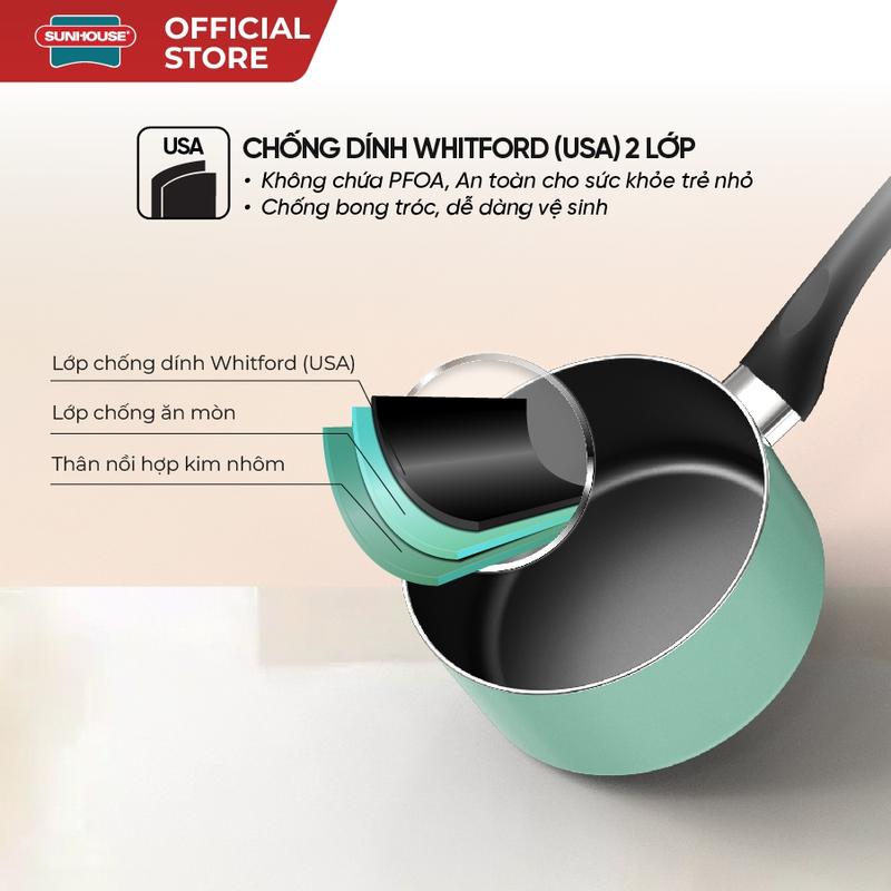 Nồi Quấy Bột Chống Dính SUNHOUSE SHG-MP16M - Đường kính 16 cm - Dùng trên mọi loại bếp - Hàng chính hãng 1