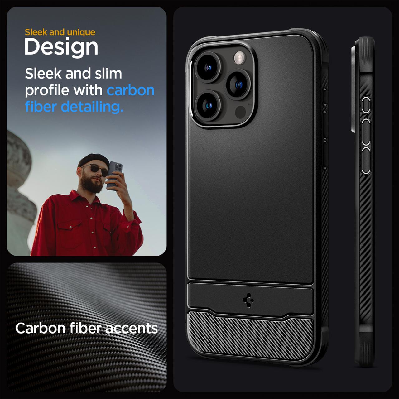 Case For iPhone 15 Pro Max Plus Spigen Rugged Armor MagSafe Carbon Casing