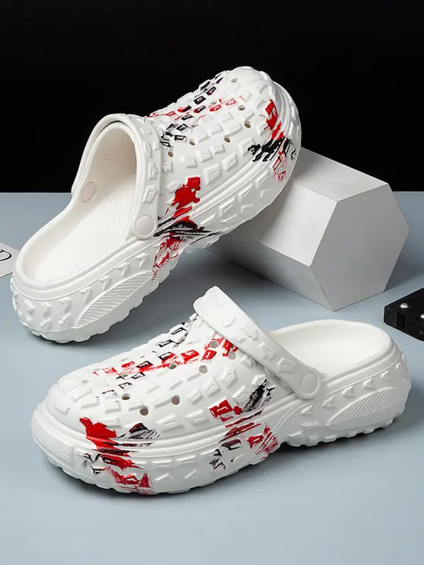 Unisex Fashionable Graffiti Pattern Slides, Casual Comfortable Breathable Slides, Non-slip Slides for Indoor & Outdoor Wear, Boy 3