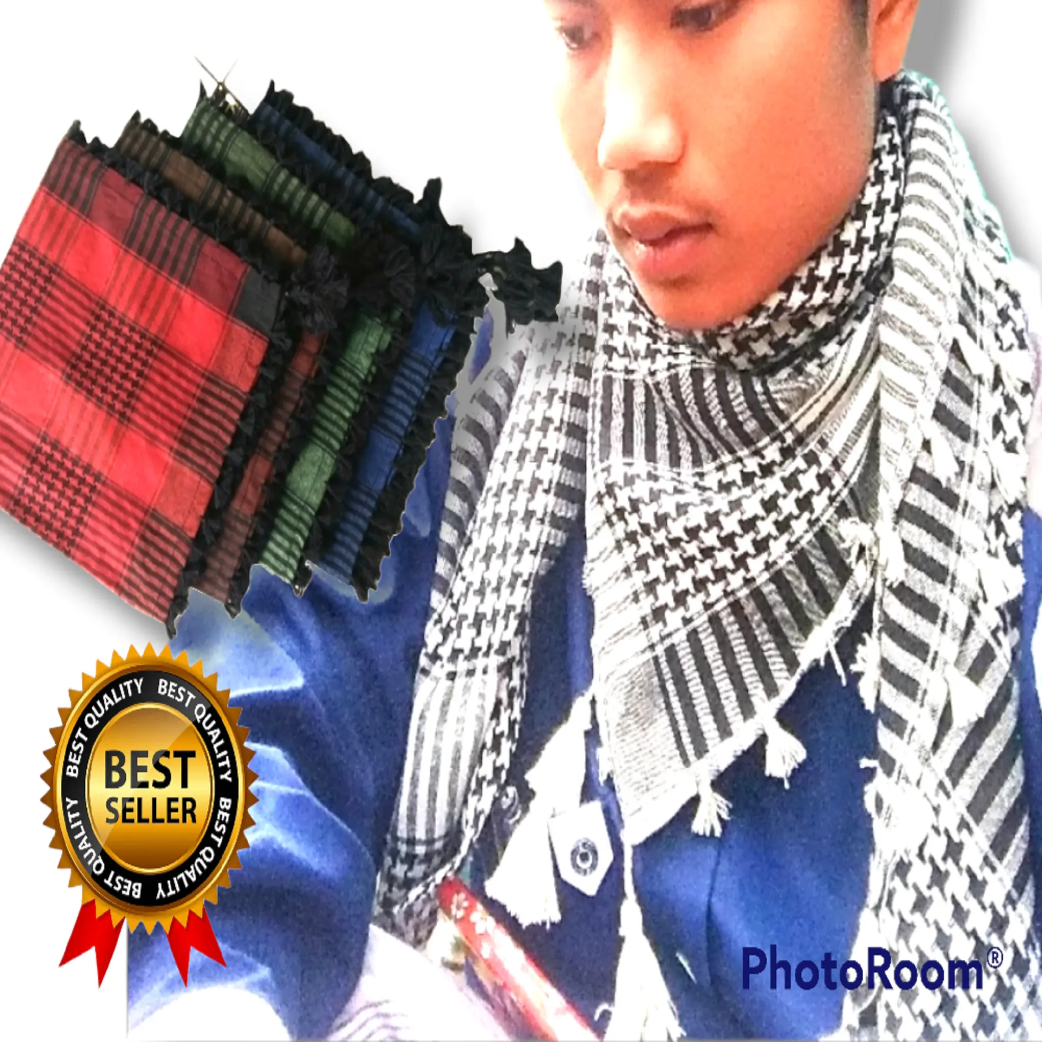 Sorban  Anak Santri Laki Laki Rumbai Segiempat atau Sorban Semagh Kasmiri Santri Remaja Katun Musim dingin  Warna Biru Merah Hijau dll