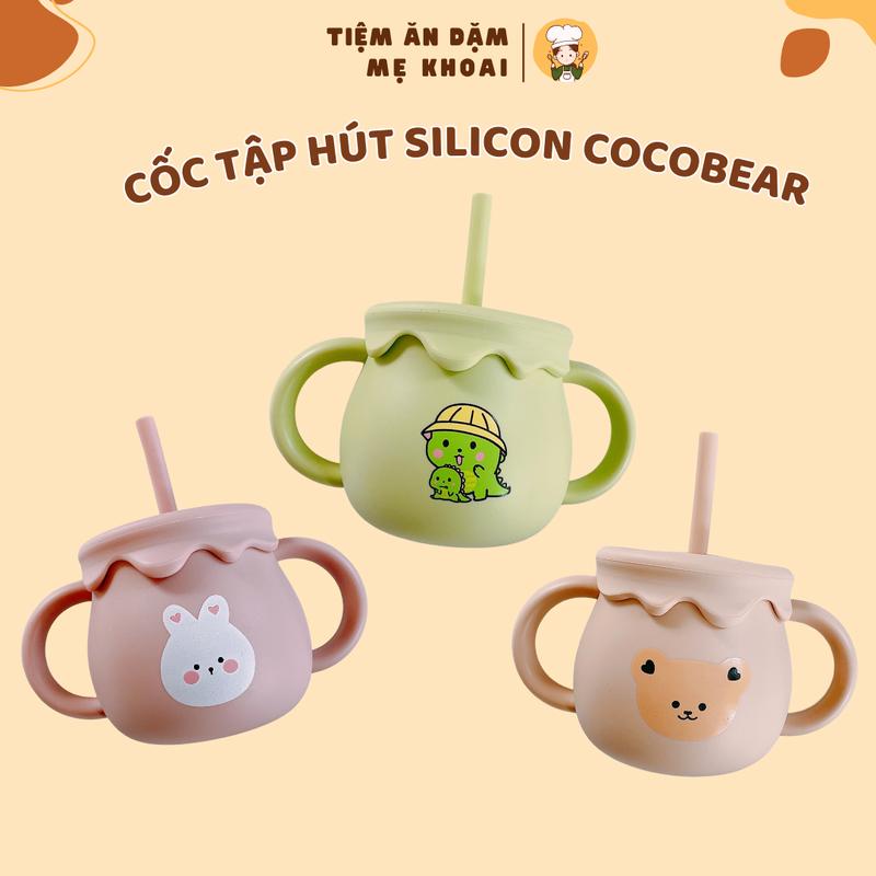 Cốc Tập Uống Nước Silicon Cocobear 250ml - Bình Tập Hút Cho Bé Chống Đổ Kèm Nắp Đậy Tiện Lợi
