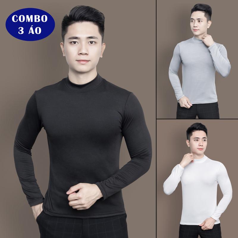 Combo 3 áo giữ nhiệt nam dài tay cổ 3 phân giữ ấm cơ thể co giãn 4 chiều