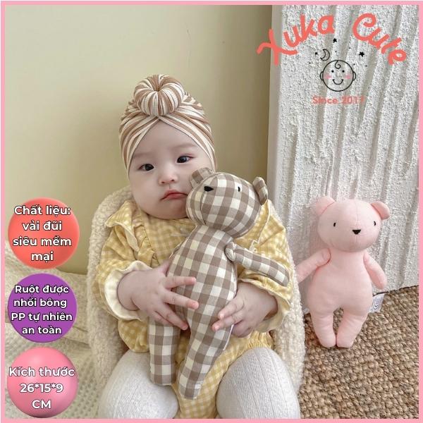 Gấu bông cute chất liệu vải đũi cotton organic mềm mịn 100% bông PP gấu bông nhiều màu sắc dễ thương Chính hãng an toàn cho bé