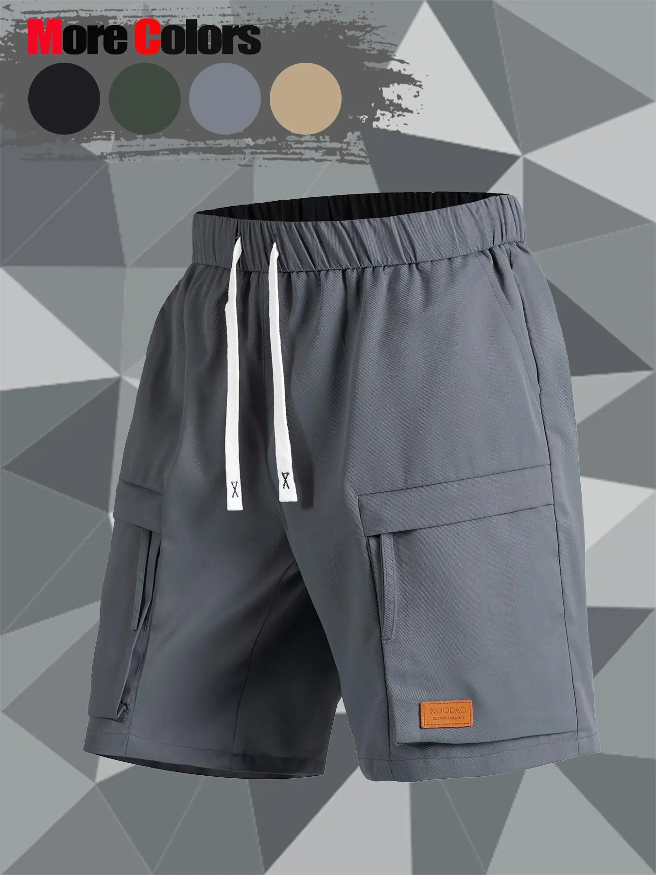 Men's Solid Color Zipper Pocket Cargo Shorts, Loose Casual Breathable Quick Drying Shorts for Summer, Woven Bottoms for Men