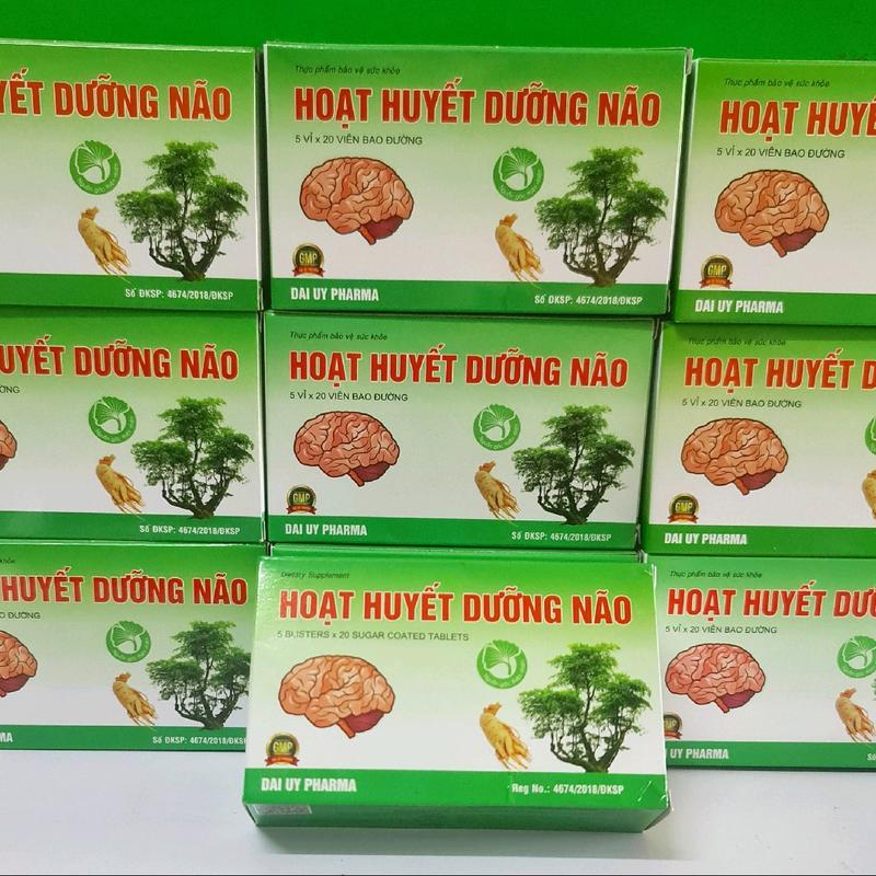 Combo 10 hộp hoạt huyết dưỡng não, giúp giảm đau đầu, hoa mắt chóng mặt do rối loạn tiền đình, rối loạn tuần hoàn não, hỗ trợ ngủ ngon. Hộp 5 vỉ mỗi vỉ 20 viên bao đường. hoạt  huyết  dưỡng  não
