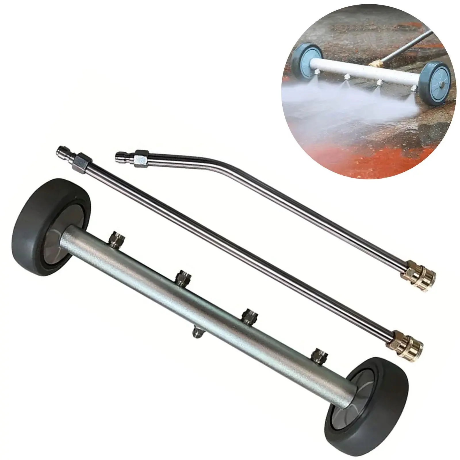 High Pressure Car Undercarriage Cleaner, Surface Water Broom Cleaning Kit for 1/4 Inch Connectors Power Road Washers, Car Cleaning Tools