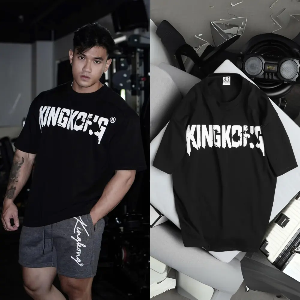 [Mẫu Mới T7] Áo Thun Oversize Nam Nữ Co Giãn Cổ Tròn In Chữ Basic - Local Brand TB KINGKONG SPORT WEAR