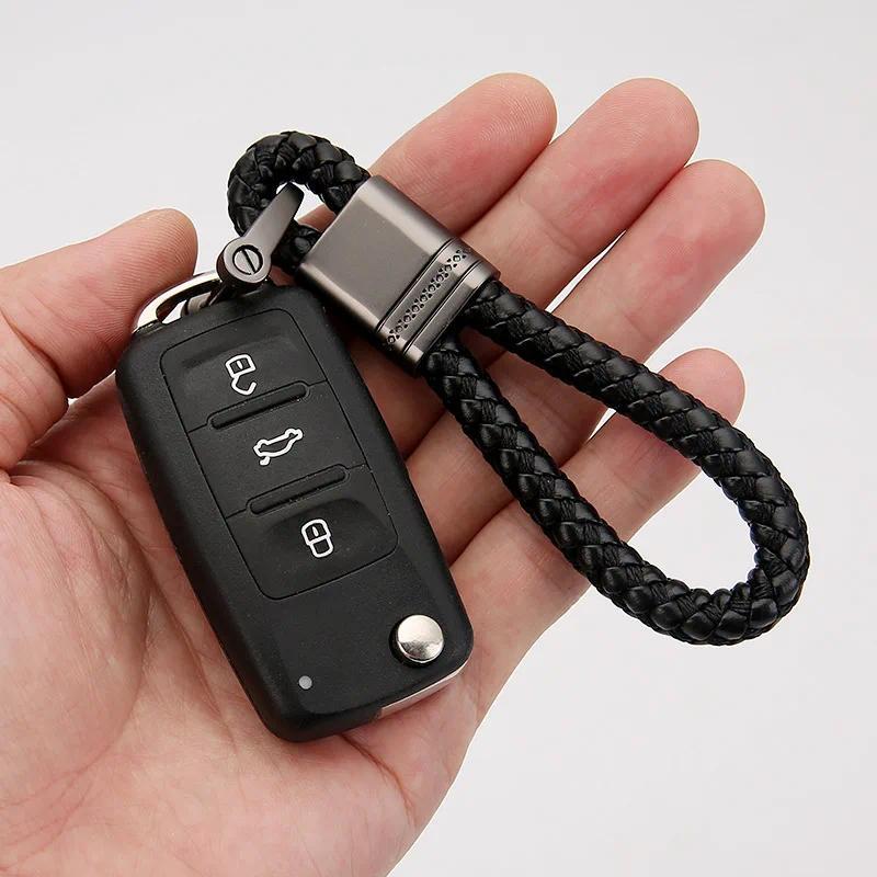 Product Introduction of Hand-woven leather Keychains Car Key Ring Men Women Cute Car Keyring Holder Waist Key Chain Charm Bag Gifts Car Accessories 3