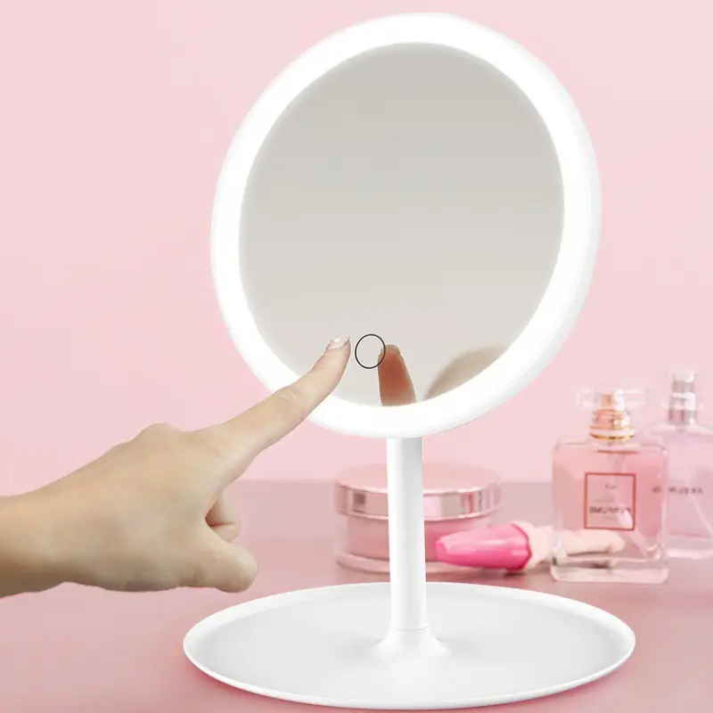 Gương Để Bàn Trang Điểm, Có Đèn Led Cảm Ứng 3 Chế Độ Ánh Sáng Gương MakeUp, chụp ảnh, livestream A5 Mỹ Phẩm Cosmetic