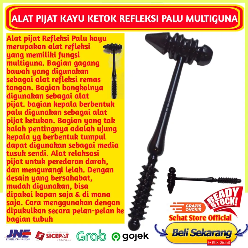 Alat Pijat Palu Kayu Terapi Pijet Refleksi Tangan Pijit Reflexi Pundak Punggung Kaki Betis Repleksi Therapi Pemijat Manual Tradisional Model Palu Bahan Remet Telapak Remes Tangan Massage Multifungsi Tongkat Pijet Badan Pijit Totok Therapy Tubuh Urut 5