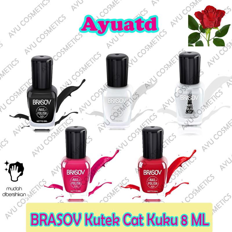 BRASOV Kutek Cat Kuku 8 ML Kutex Nail Polish Hitam Merah Art 1