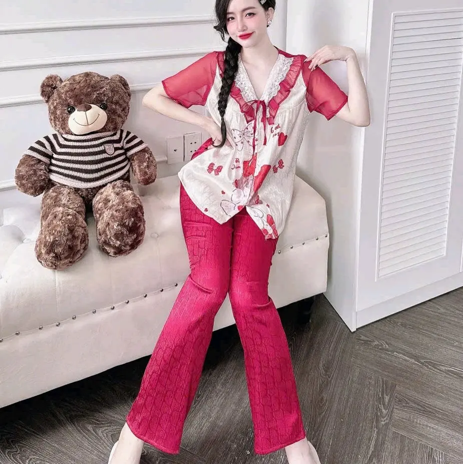 [FREESIZE TỪ 40-58KG] SET BỘ NGỦ DÀI LỤA XƯỚC HỌA TIẾT DỄ THƯƠNG