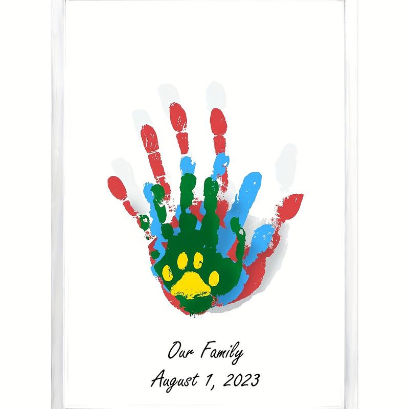 Family Handprint Kit Clear Family Hand Print Kit With 6 Paints Pen  DIY  Keepsake Wooden Frame Home Family Handprint Frame Gift 4