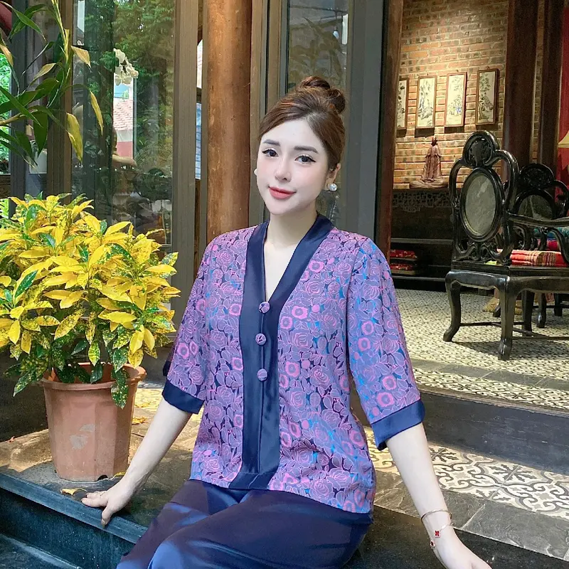 Bộ Lam Lụa vân gỗ phối cao cấp 1