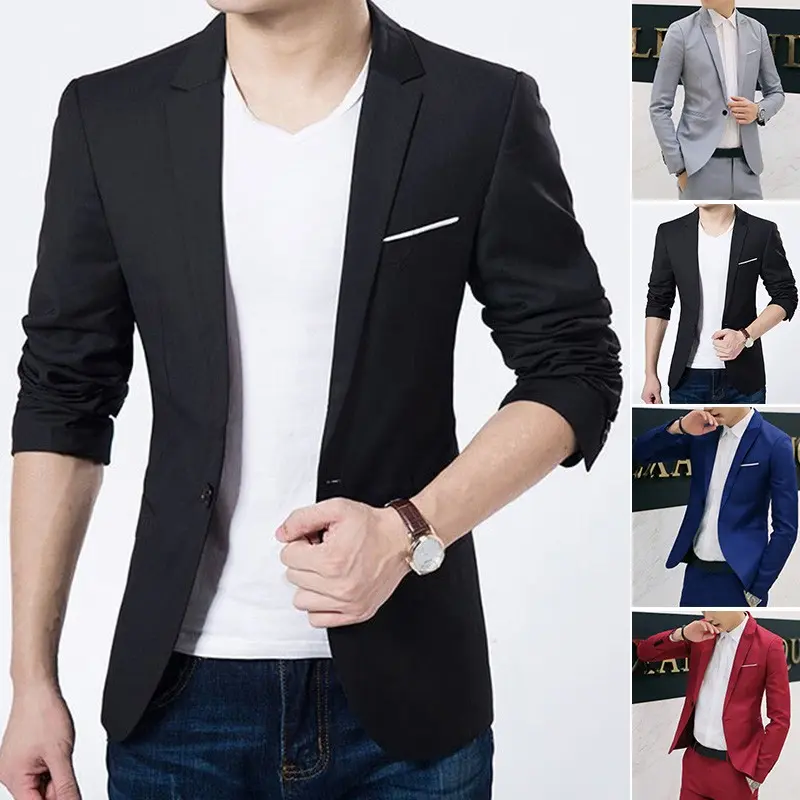 Bộ Đồ Nam Thường Ngày Dáng Ôm Trang Trọng, Hàng Mới Về, Có Cúc, Áo Khoác Blazer, Áo Khoác, [Hàng Có Sẵn] 1