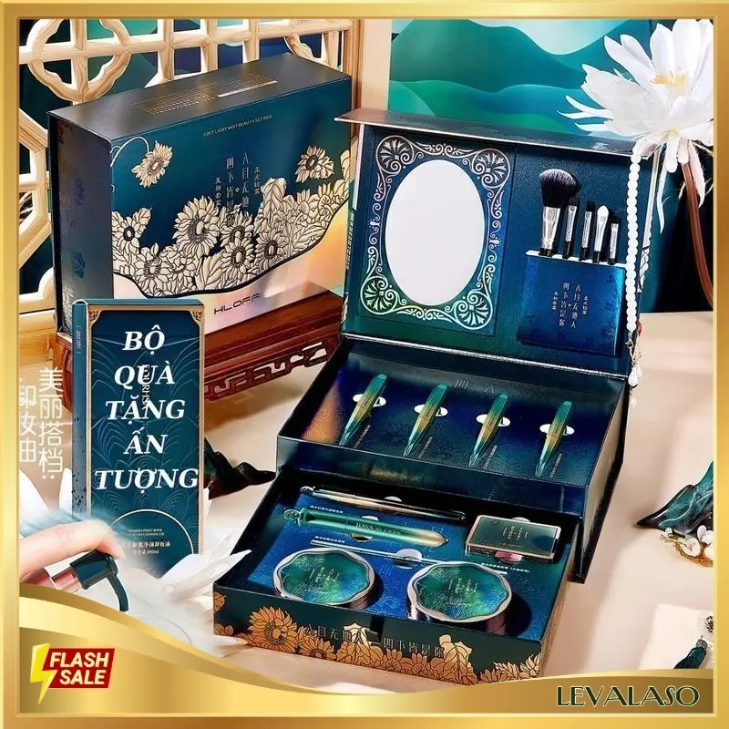 Bộ Trang Điểm Nội Địa Trung Chăm Sóc Làm Đẹp Cơ Bản Đầy Đủ Cá Nhân HLOFF 15 Món LEVALASO Nữ Son Mỹ Phẩm Women