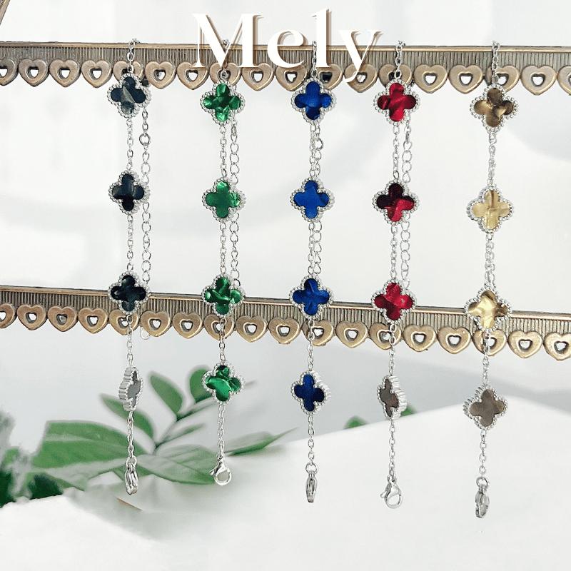  Vòng tay lắc tay cỏ 4 lá nhiều màu TITAN KHÔNG ĐEN GỈ thời trang nữ tính trang sức Mely TT124 