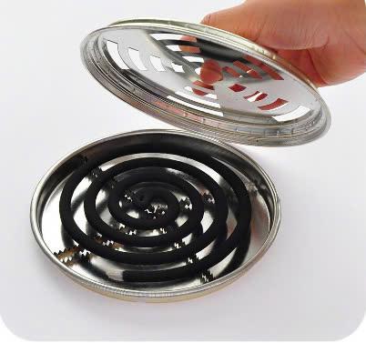 Hộp đựng nhang muỗi bằng thép không gỉ khay đựng nhang muỗi có nắp đậy an toàn tiện dụng