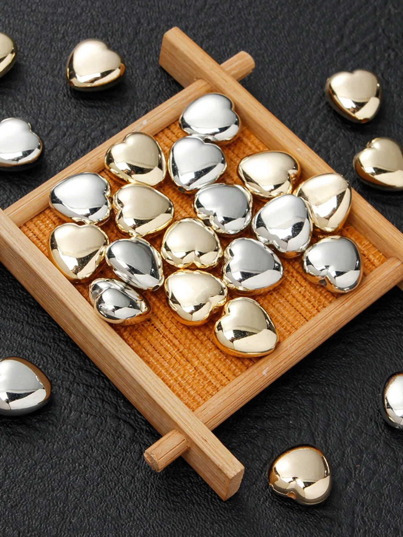 Heart Shaped Beads, 50pcs Fashionable Beads for DIY Necklace Bracelet Keychain Earrings, Fashion Accessories for Women & Girls