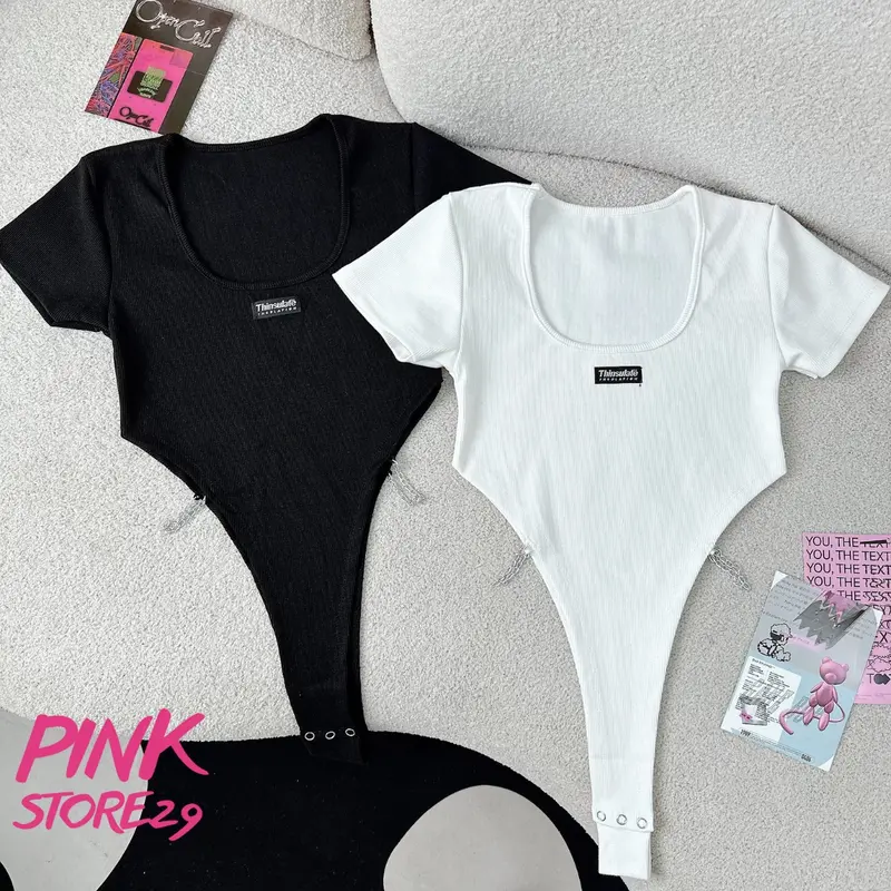 Áo Body Suit Nữ Ôm Body Tay Ngắn PINKSTORE29 Phối Dây Xích Kiểu Quyến Rũ A5321 7