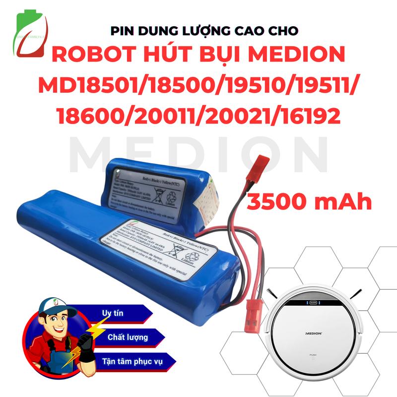 PIN 3500mAh (BH 6 tháng-CHÍNH HÃNG) NÂNG CẤP CHO ROBOT HÚT BỤI MEDION MD18500/18501/19510/19511/18600/16192