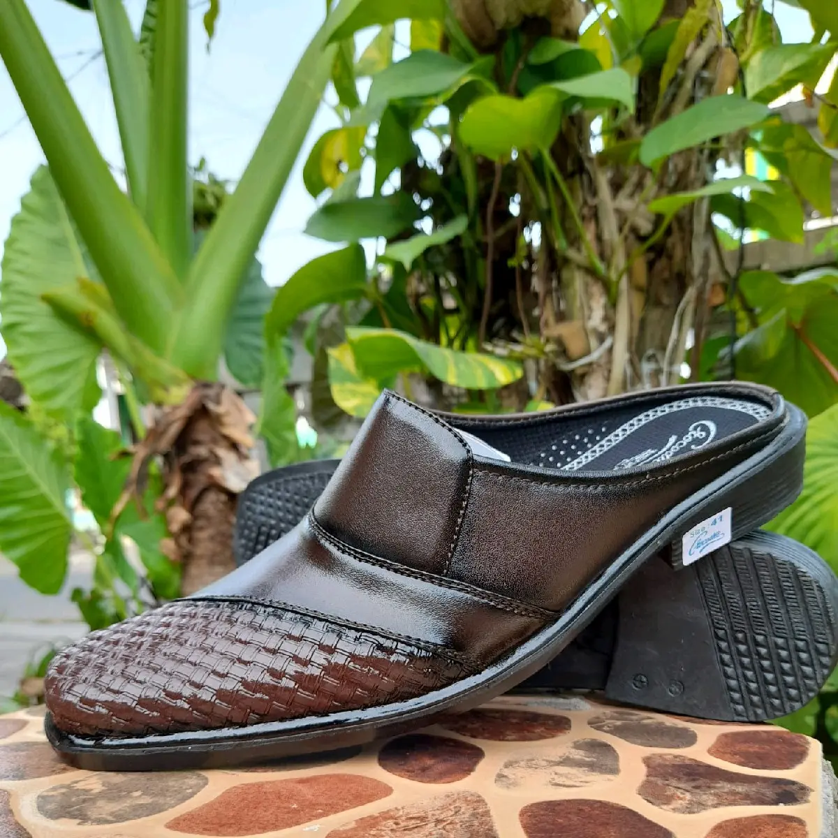 SANDAL PRIA BUSTONG SELOP FORMAL MOTIF TM SANDAL KEREN MURAH