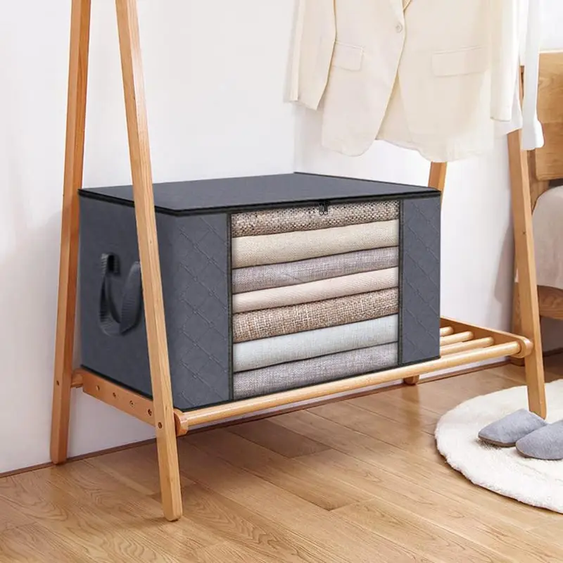 Large Capacity Clothes Storage Bag, Foldable Storage Organizer with Handle & Zipper, Summer Gift, Home Containers for Bedding, Blankets, Comforters, Storage for Bedroom, House Accessories, Mens Gifts, Valentine's Day Gift, Travel Accessories 3
