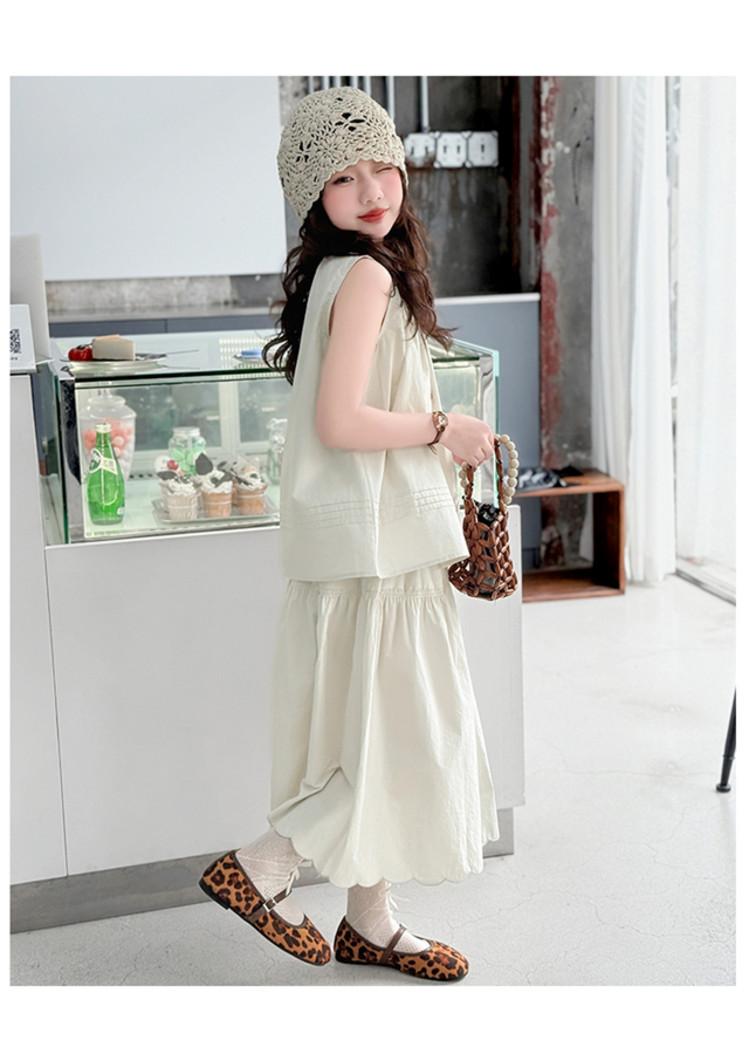 Product Introduction of Bộ Đồ Bé Gái, Thiết Kế Hai Mảnh, Thời Trang Hàn Quốc, Thích Hợp Mặc Hàng Ngày Hoặc Đi Học, Phong Cách Vải Lanh Bông Không Tay Trơn Có Sẵn Trong Cỡ 18-50kg 1