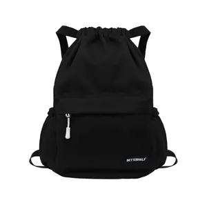 BETTERHALF Tas Ransel Serut Gion - Black, Material Cordura, 1 Ruang Besar & 3 Ruang Kecil, Tali Webbing, Ukuran 38.5cm x 11cm x 44cm, Cocok untuk Cowok dan Cewek