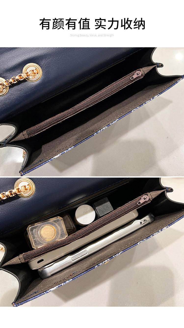 Product Introduction of 2024 New Fashion Women's Bag Trendy Denim Small Square Bag Single Shoulder Crossbody Chain Lock Buckle Ladies Bag 6