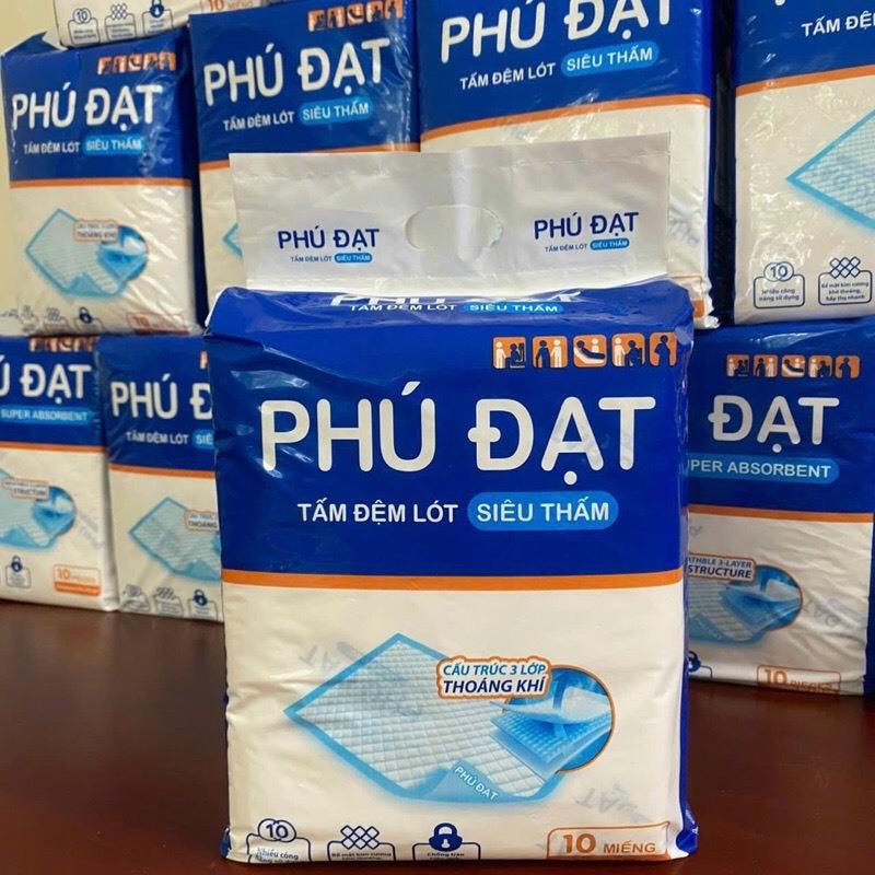 Combo 3 Bịch Tấm Lót Người Già Phú Đạt 30 Miếng (10 Miếng/Gói) Kích Thước Lớn 50x75cm Siêu Thấm Hút miếng  lót 1