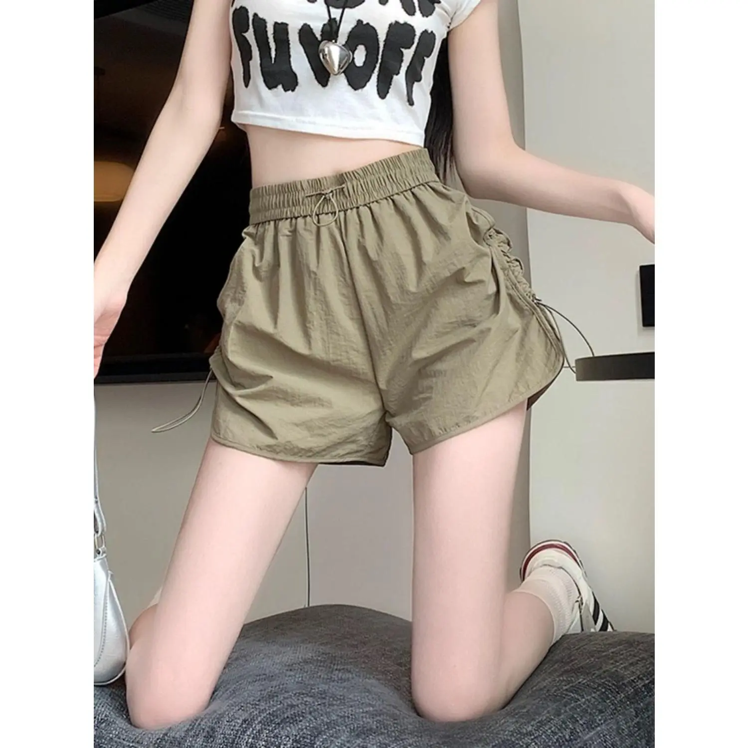 Quần Soóc Nhanh Khô, Trang Phục Mùa Hè Cho Nữ, Cạp Cao, Ôm Sát, Quần Hot