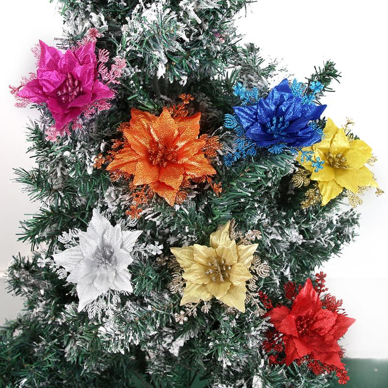 Đồ Trang Trí Hoa Nhân Tạo Lấp Lánh, 16cm, Để Trưng Bày Cây Ngày Lễ Tuyệt Đẹp 2