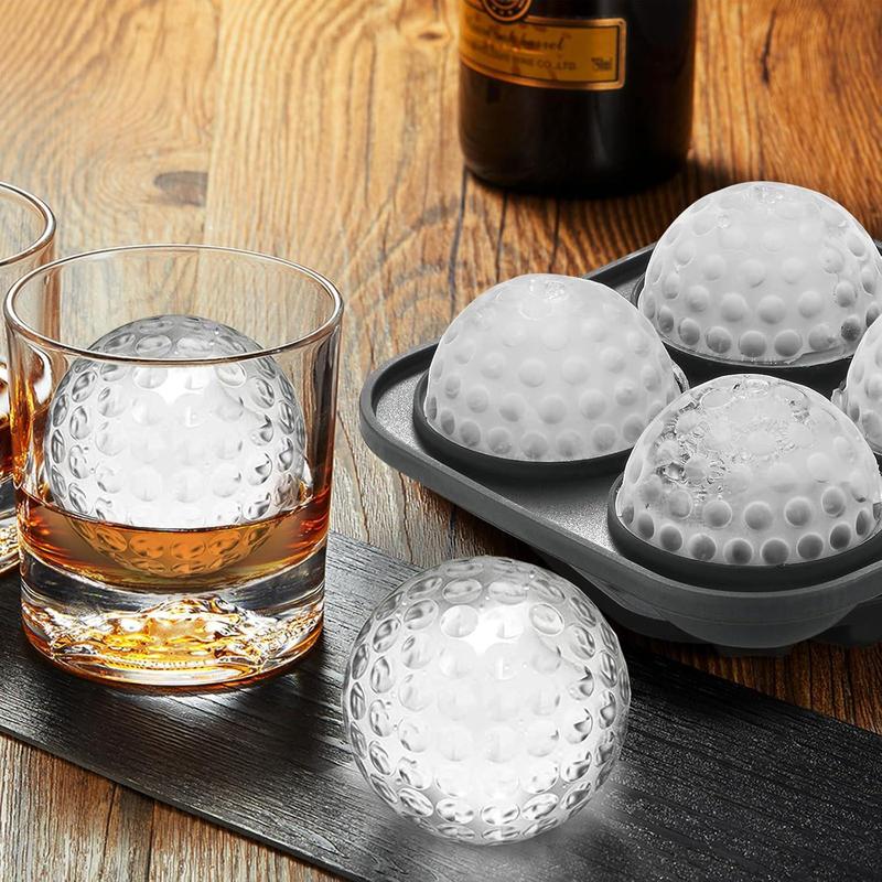 3D Ball Shaped Silicone Ice Cube Mold with Funnel, 1 Count Ice Cube Maker, Bar Accessories for Cocktail & Bourbon Drinks, Ideal Kitchenware Gift for Men & Whiskey Lovers 3