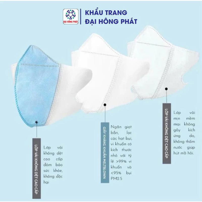 Thùng [ 700 chiếc ] Khẩu Trang 5D đại hồng phát - thương hiệu uy tín - khẩu trang 3 lớp kháng khuẩn, kháng bụi , chống nắng , chống tia uv 6