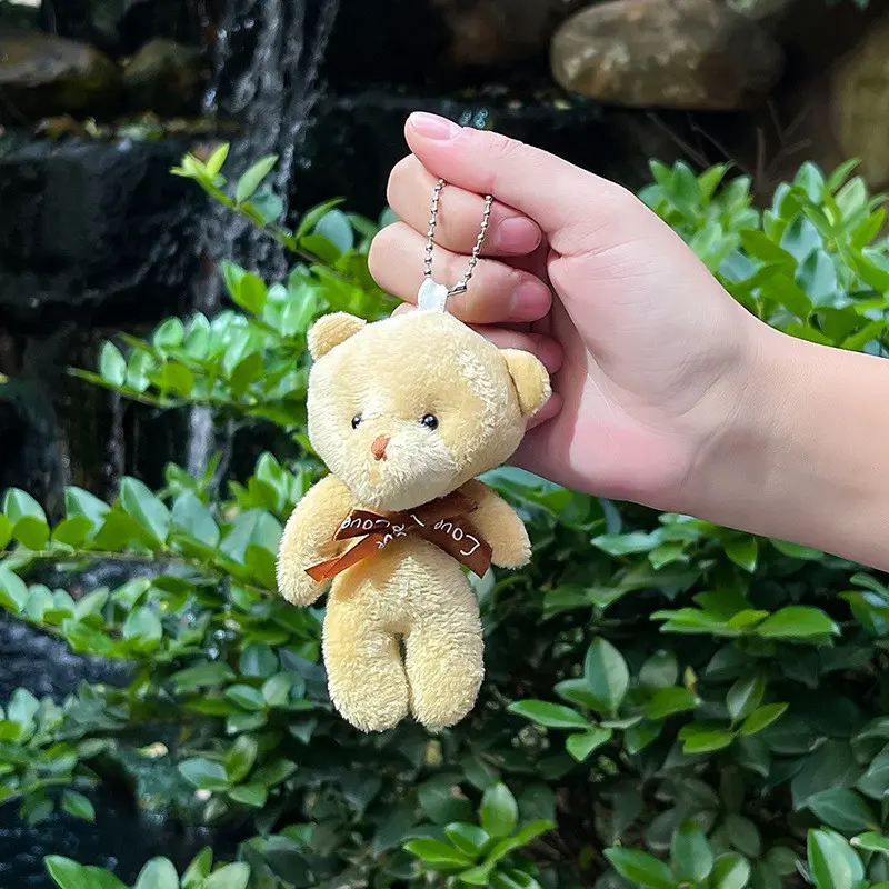 JASMIN NOIR Faux Fur Women's Teddy Bear Plush Keychain Bag Accessories Bear Pendant