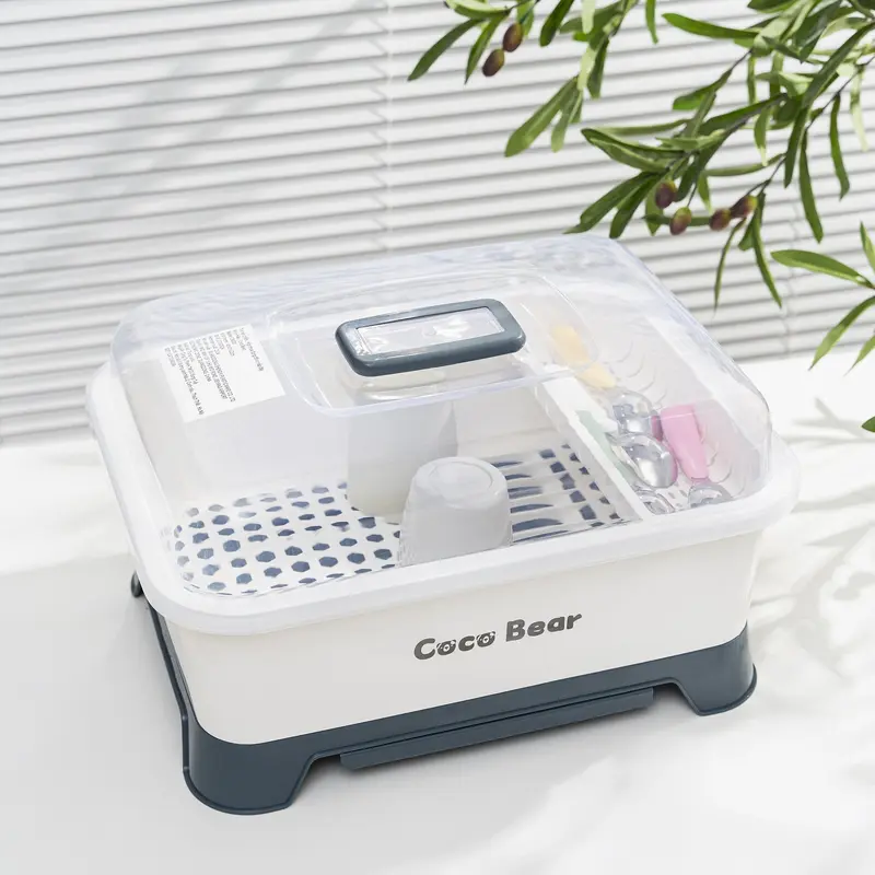 Rổ úp bát Cocobear 2in1 úp bình sữa cho bé, Khay úp bình sữa có nắp đậy an toàn Cocobear tiện lợi có giá hứng nước tiện lợi an toàn baby 5