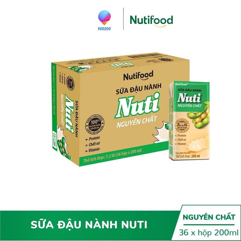 Thùng 36 Hộp Sữa Đậu Nành Nguyên Chất/ Canxi Nutifood 200mL - YOOSOO MALL